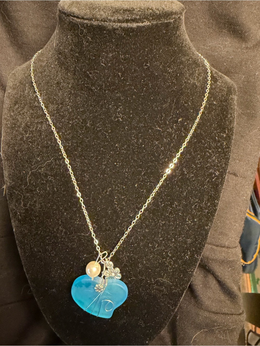 Sea Glass Heart Pendant Necklace